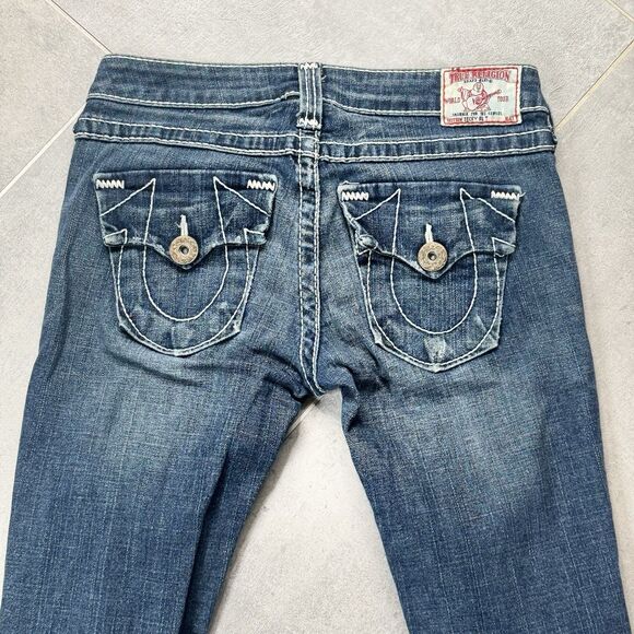 True Religion Women’s Becky Big T Jeans Bootcut Embroidered Stitch Size 27 USA - Picture 1 of 14